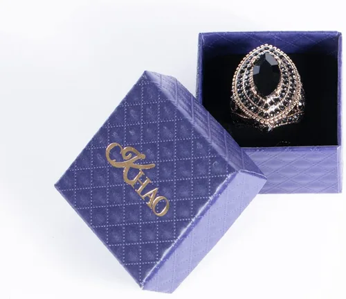 Miniatura 7 de Anillo de mujer - 1.260 in de gran tamaño chapado en oro antiguo estilo turco negro piedra preciosa anillo vintage joyería de las mujeres J0769BLK