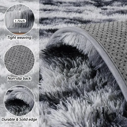 Miniatura 48 de Alfombras de área de 8x10 para sala de estar, alfombra shaggy grande ultra suave y esponjosa para dormitorio, alfombras de felpa mullida Blanco crema