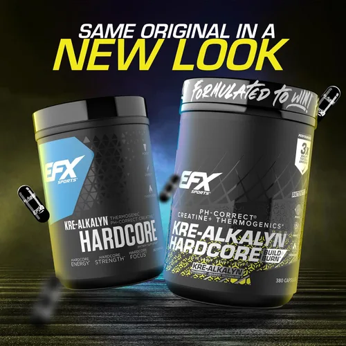 Miniatura 2 de EFX Sports Kre-Alkalyn Hardcore Suplemento termogénico de creatina monohidrato pH correcto, energía y fuerza, preentrenamiento 120 porciones