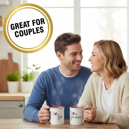 Miniatura 2 de Cottage Creek Tazas Juego de 2 tazas de café de cerámica de 16 onzas Tazas de café I Love You More para hombres y mujeres Perfecto compromiso