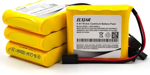 Paquete de 4 baterías receptoras RX con conectores Hitec, 4.8 V 1000 mAh Ni-CD recargable para aviones RC, aviones RC, compatible con receptores
