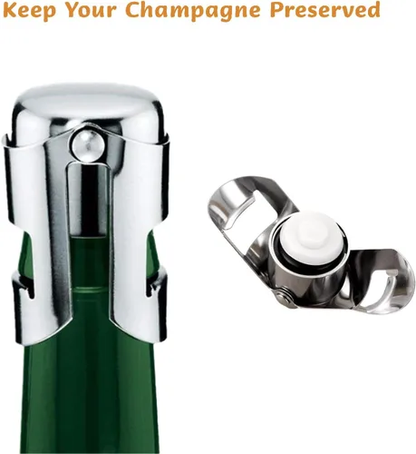 Miniatura 7 de Abrebotellas de champán y tapón de botellas, removedor de corcho de champán espumoso portátil de aleación de zinc, fácil de usar, tirador de corcho