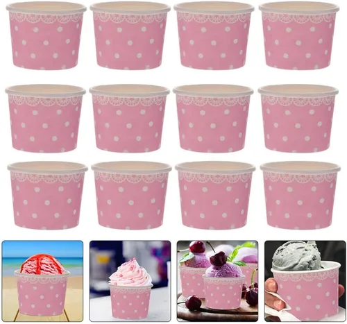 Miniatura 8 de Paquete de 100 tazas desechables de postre de color rosa de 3.9 pulgadas, cuencos de papel para helado de helado, budín, yogur, fiesta, boda