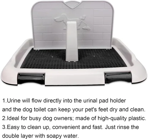 Miniatura 4 de Bandeja para orinal para perros para interiores, soporte para almohadilla de caniche en miniatura, orinal de plástico antideslizante para perros