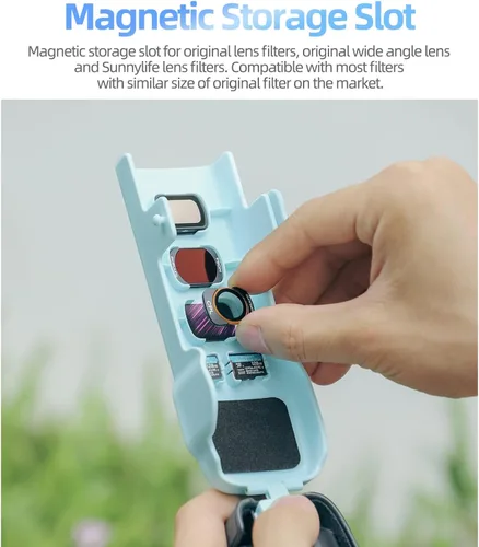 Miniatura 3 de Osmo Pocket 3 - Funda protectora con cordón, tapa de almacenamiento magnética para filtros y lente gran angular, cardán abatible y protector de Azul