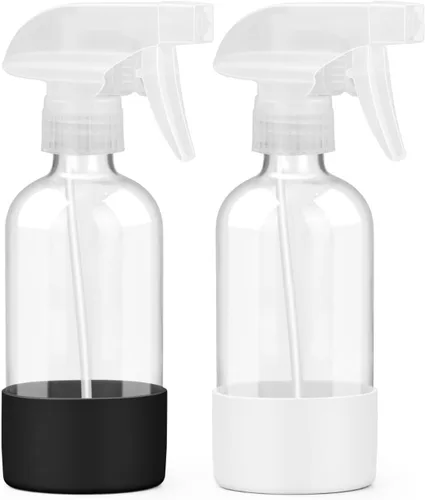 Miniatura 9 de Worldgsb 2 unidades de botellas de spray de vidrio de 8 oz, contenedores vacíos rellenables con protección de funda de silicona, botellas de spray