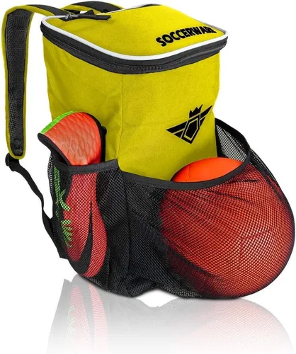 Miniatura 10 de Mochila de fútbol con compartimento para pelotas - Para niños y niñas La bolsa se adapta a todos los equipos de fútbol y equipo de gimnasio (negro)