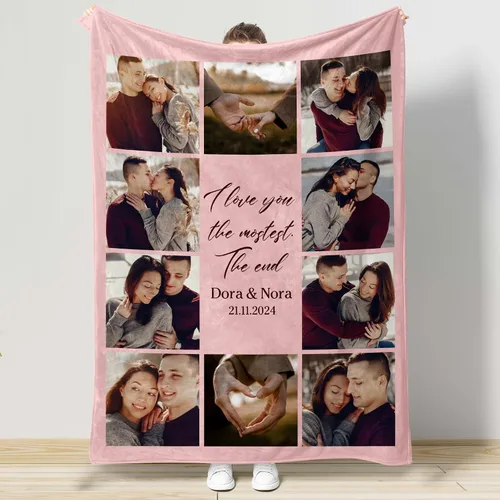 Manta Personalizada de Fotos y Mensajes Collage Manta Throw - Perfecta para el Día de San Valentín para Ella, Él, Amigos - Foto Personalizada,