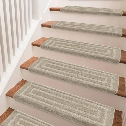 Miniatura 8 de PURE ERA Bullnose - Juego de peldaños de alfombra para escaleras, sin cinta, antideslizantes, protectores de escaleras para interiores, alfombras
