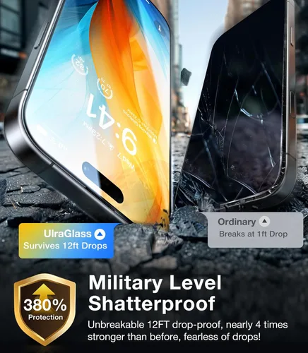 Miniatura 3 de UltraGlass TOP 9H+ - Protector de pantalla de vidrio para iPhone 16 Pro Max [grado militar, inastillable y antirreflejos], protector de pantalla