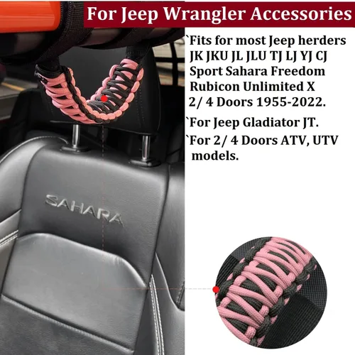 Miniatura 3 de para Accesorios de Jeep Wrangler Manija de Agarre de Barra Enrollable para Compatible con Jeep Wrangler YJ TJ JK JKU JL JLU 1955-2023 Gladiator JT