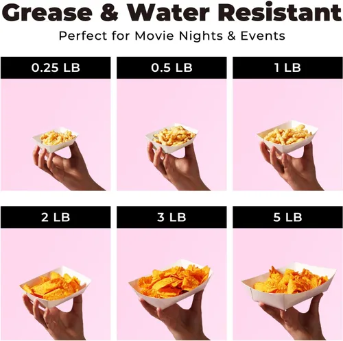 Miniatura 5 de Fit Meal Prep Paquete de 125 bandejas de papel de 1 libra para alimentos desechables de alta resistencia, bandeja de nachos blancos para fiestas