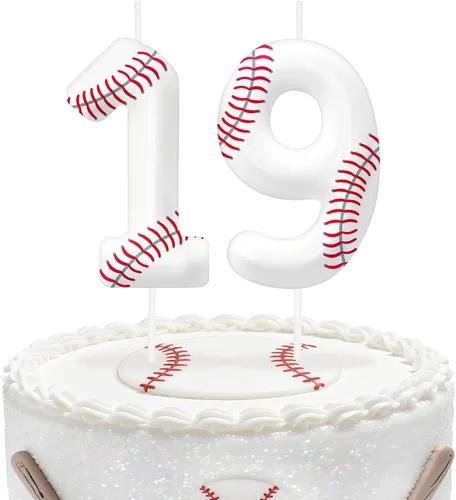 Miniatura 68 de Velas de cumpleaños con el número 0 de béisbol, decoración de pastel con temática de béisbol para niños y niñas, decoraciones de pasteles