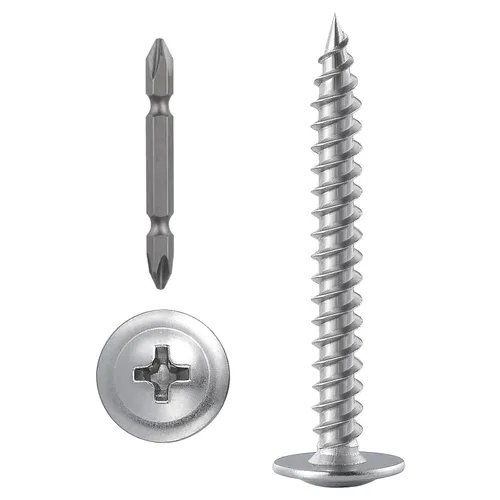 Miniatura 26 de WensiLon - Tornillos para madera de cabeza segmentada Phillips #8, de acero inoxidable 410, metal autorroscante rápido, juego surtido Plateado