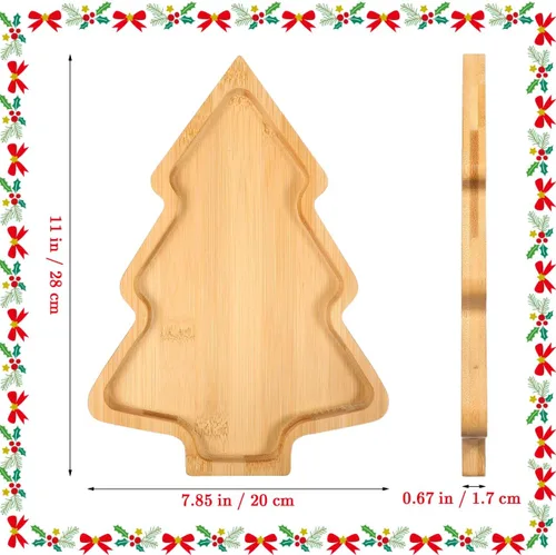 Miniatura 2 de BESTonZON Tabla de charcutería de árbol de Navidad, platos de plato de árbol de Navidad en forma de tablero de charcutería de madera