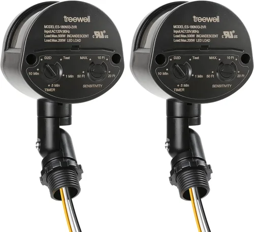 Paquete de 2 sensores de movimiento, detector de movimiento de repuesto de 180 grados, tiempo ajustable y sensibilidad de detección de hasta 60