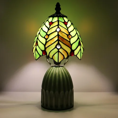 Miniatura 12 de Tiffany Lamp Stained Glass Mushroom Table Lamps 6X6X12.5 Inch Pink Jewelry Baroque Style Small Night Light Ceramic Base Mini Accent Desk Light