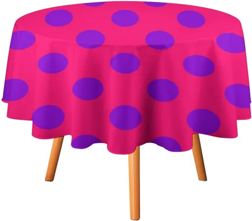 Miniatura 16 de Mantel redondo lavable de lunares negros sobre beige de 50 pulgadas para cocina, comedor, fiesta, decoración moderna