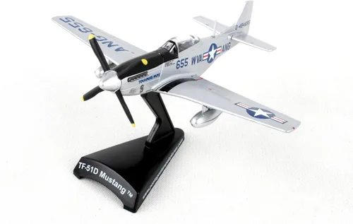 Miniatura 7 de P-51D Mustang Bunny Red Tail 1/100 Modelo de avión fundido a presión – Aviones de combate Tuskegee WWII WWII Coleccionables con soporte