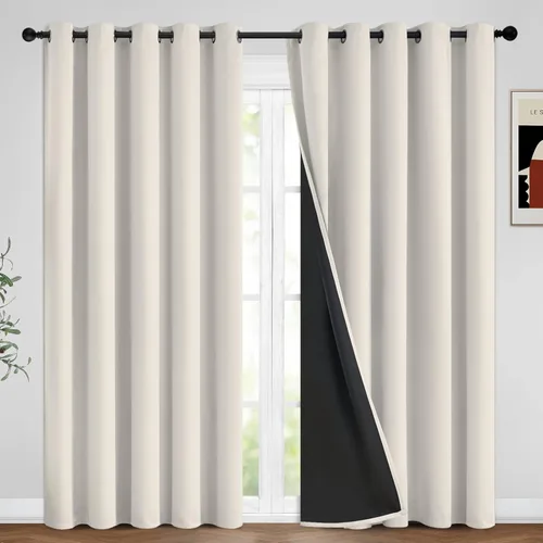 Miniatura 222 de Yakamok Cortinas negras, cortinas de ventana con aislamiento térmico y eficiencia energética para dormitorio, cortinas opacas completas y cortinas