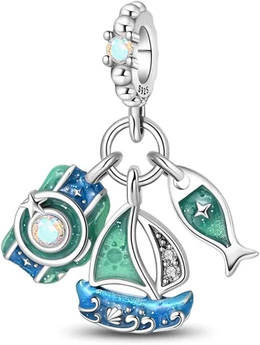Miniatura 61 de Pulsera y collar de plata de ley 925 con dije de corazón, mariposa, loto, avión, viaje, lindo gato, cuentas, regalo para mujer