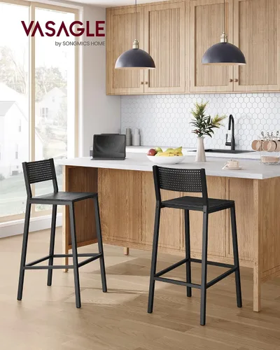 Miniatura 2 de VASAGLE Juego de 2 taburetes de bar, sillas de bar para cocina, comedor, industrial, gris carbón y negro ULBC070B22