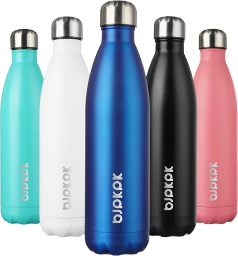 Miniatura 7 de BJPKPK Botellas de agua de acero inoxidable con aislamiento de 17 onzas, mantiene el frío y el calor, brillante oro rosa Oro rosa brillante