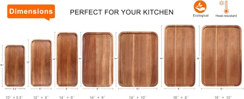 Miniatura 4 de Pequeñas Bandejas de Madera Rectangulares Mini Tablas de Charcutería Tablas de Servir de Madera de Acacia Decoración del Hogar Tabla de Queso Platos
