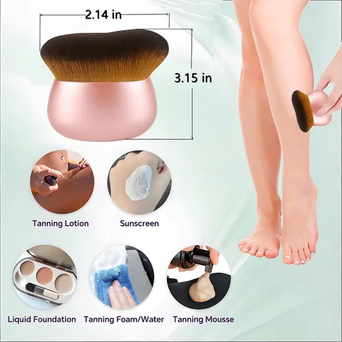 Miniatura 4 de Brocha de maquillaje Kabuki autobronceadora extra grande de 2.953 in, paquete de 2 para drenaje linfático, cepillo para base de polvo líquido