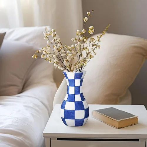 Miniatura 7 de Pequeño Jarrón Azul y Blanco, Pack de 2, Jarrón de Brotes de 6 Pulgadas de Cerámica, Jarrones Retro Chinoiserie para Decoración de Flores Frescas
