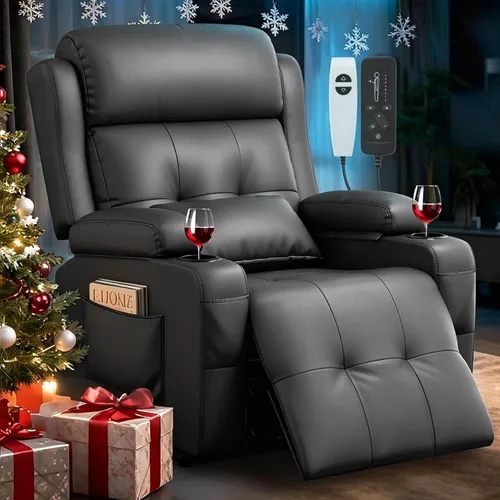 Miniatura 34 de Sofá reclinable biplaza, asiento de cine en casa de 4 plazas, sofá reclinable con USB, consola central, sillón reclinable de pared para caravana