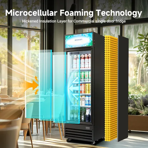 Miniatura 7 de BODEGA BODEGACOOLER Refrigerador Comercial Exhibidor de 9 Pies Cúbicos, Refrigerador Comercial Grande Negro con Puerta de Vidrio, Luz LED/Cerradura