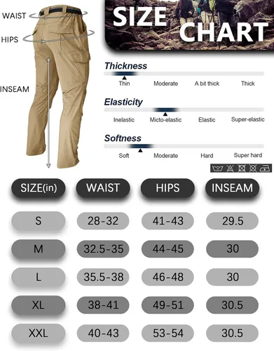 Miniatura 62 de Pantalones de senderismo para hombre, ligeros, resistentes al agua, de secado rápido, pesca, viajes, campamento, al aire libre, transpirables