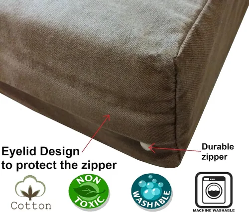 Miniatura 3 de Dogbed4less Tamaño extra grande de 40 x 35 x 4 pulgadas, cama para mascotas de color marrón con diseño de vaquero de mezclilla, cubierta externa