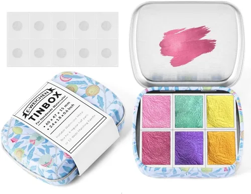 Miniatura 24 de Caja de estuche de pintura de acuarela portátil de mini lata de 12 celdas vacía es un pequeño kit de viaje de almacenamiento con clip magnético