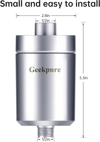 Miniatura 4 de Geekpure Filtro de ducha de 5 etapas que reduce el óxido del olor a cloro, mejora la condición del cabello de la piel