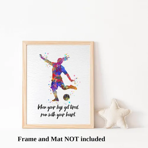 Miniatura 3 de Dignovel Studios Póster de impresión artística de acuarela con cita inspiradora de 8 x 10 pulgadas sin marco, decoración de pared de fútbol femenino