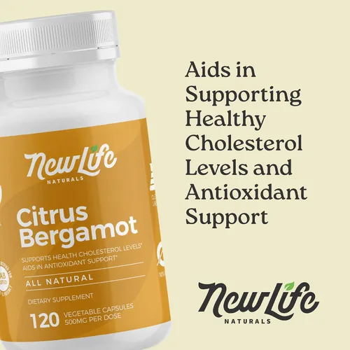 Miniatura 3 de NewLife Naturals Suplementos de bergamota cítrica de 500 mg - Salud del corazón - Suplemento para el bienestar y el envejecimiento - Fórmula