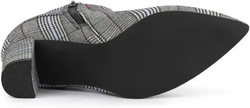 Miniatura 6 de Allegra K Botines de tacón grueso a cuadros para mujer