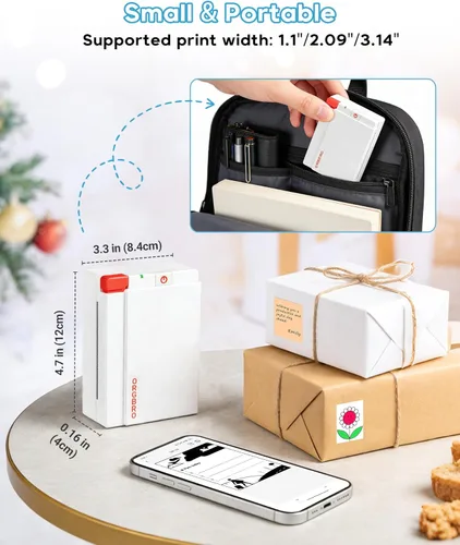 Miniatura 4 de ORGBRO Máquina impresora de calcomanías, mini impresora X3, cápsulas de impresión térmica portátil sin tinta, impresora de bolsillo Bluetooth de 2 a