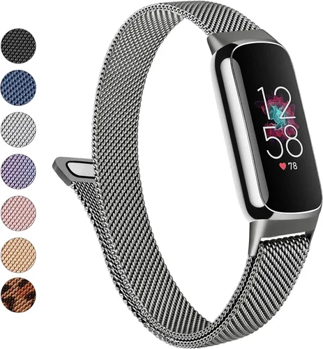 Miniatura 11 de Correa de metal para Fitbit Luxe para mujeres y hombres, correa de repuesto magnética ajustable de malla de acero inoxidable compatible con Fitbit