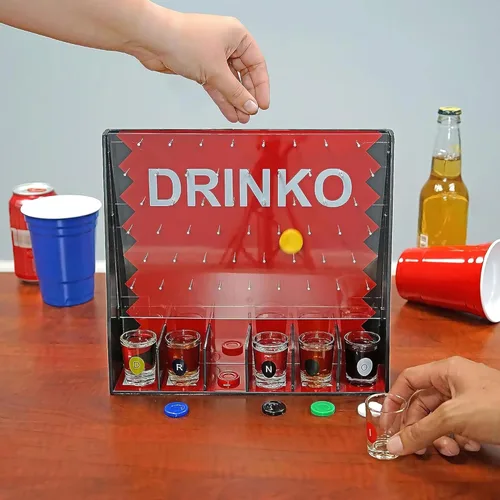 Miniatura 7 de Fairly Odd Novelties Juego de beber DRINKO - Diversión social en grupo y en pareja con vasos de chupito, multicolor, vasos de vidrio, tablero