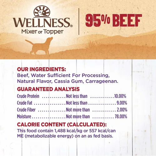 Miniatura 5 de Alimento húmedo Wellness enlatado para perros, sin granos, 95% natural, lata de 13.2 onzas (paquete de 12), Rojo