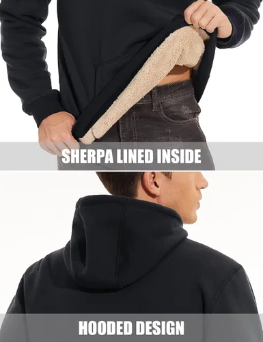 Miniatura 5 de MAGCOMSEN Sudadera con capucha pesada con forro polar Sherpa para hombre
