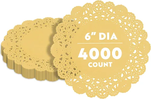 Miniatura 54 de Restaurantware Pastry Tek Blondas de Encaje de 4 x 4 Pulgadas 100 Vajilla Decorativa - Blondas de Mesa Desechables Redondas de Papel Negro
