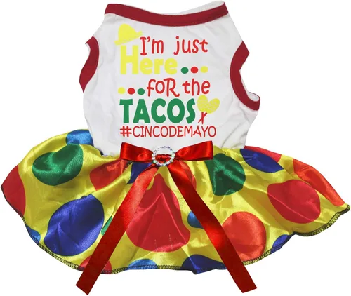Miniatura 3 de Petitebella I'm Just Here for The Tacos - Vestido para perro (LED negro/verde, talla XS)