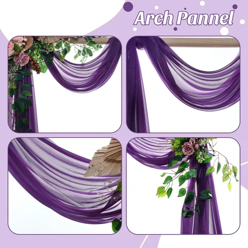 Miniatura 5 de MDS Paquete de 1 panel de cortina de arco de boda (30 pulgadas de ancho x 30 pies de largo) tela de gasa transparente para boda, ceremonia, Cadbury