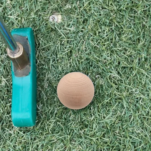 Miniatura 6 de TOYANDONA Juego de 3 pelotas de golf de madera de haya para juegos de césped al aire libre, patio trasero, diversión familiar, bolas redondas