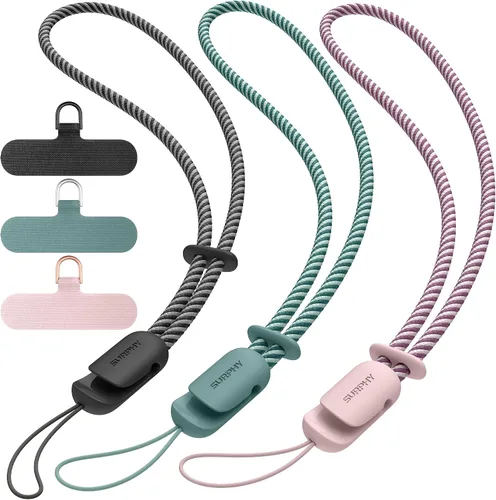 Miniatura 13 de SURPHY Paquete de 3 correas de muñeca para teléfono con lengüeta de sujeción para teléfono celular, correa para teléfono celular, correa para A