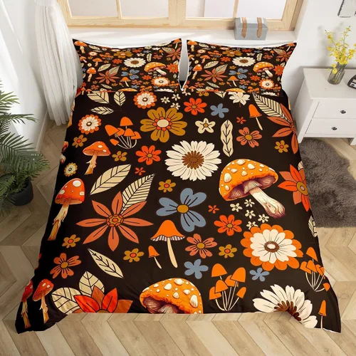 Miniatura 10 de Erosebridal Juego de ropa de cama con diseño de mariposas y flores azules, tamaño individual, funda de edredón floral de acuarela para niños
